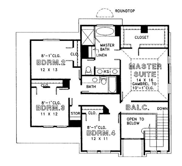 House Design - Traditional Floor Plan - Upper Floor Plan #974-31