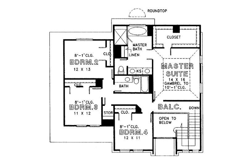 House Blueprint - Floor Plan - Upper Floor for Traditional House Plan #974-31 - 4 bed, 2.5 bath