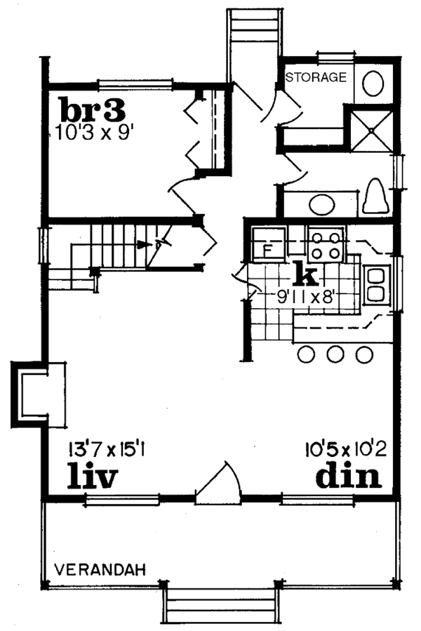 House Blueprint - Cabin Floor Plan - Main Floor Plan #47-665