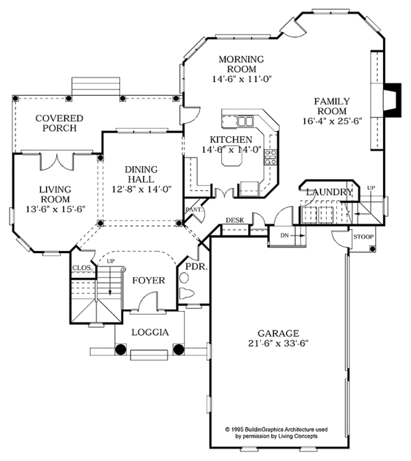 Architectural House Design - Mediterranean Floor Plan - Main Floor Plan #453-127