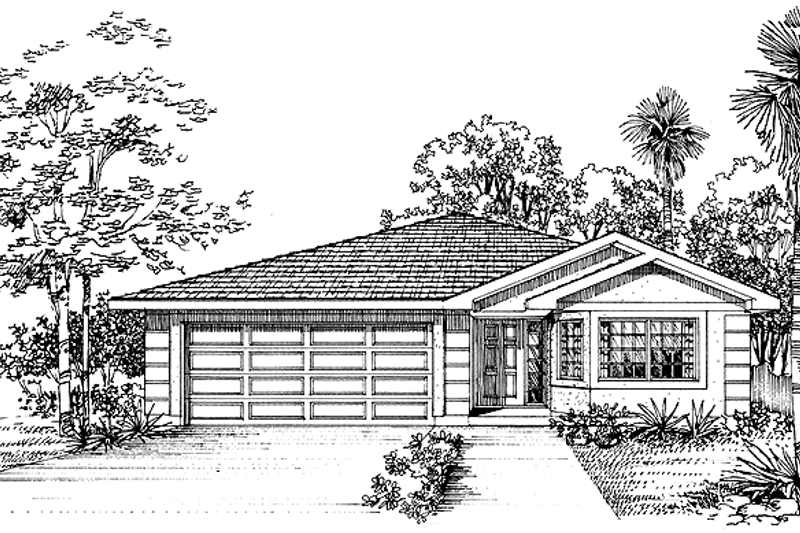 Home Plan - Exterior - Front Elevation 3 for Mediterranean House Plan #72-1042 - 3 bed, 2 bath
