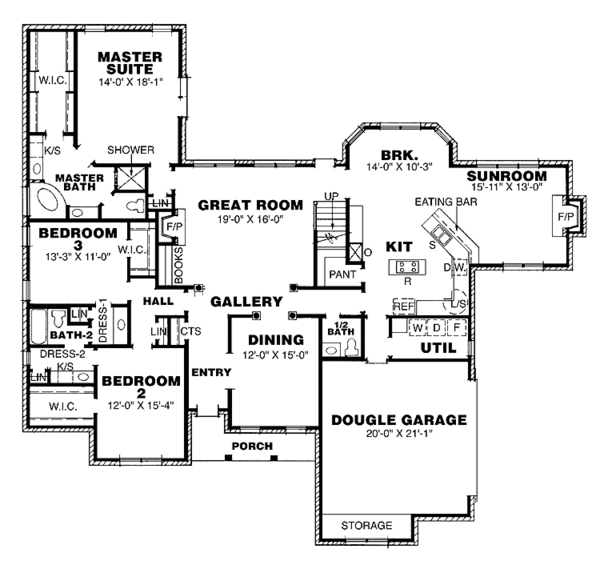 Architectural House Design - Traditional Floor Plan - Main Floor Plan #34-241