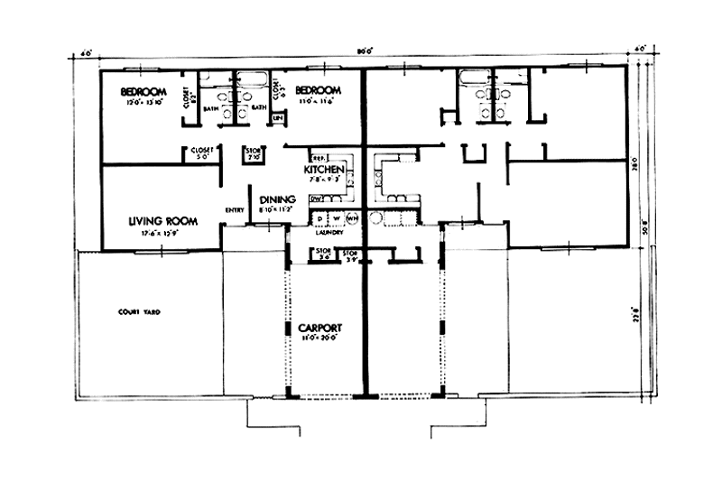 Home Plan - Floor Plan - Main Floor for Mediterranean House Plan #320-1232 - 2 bed, 2 bath