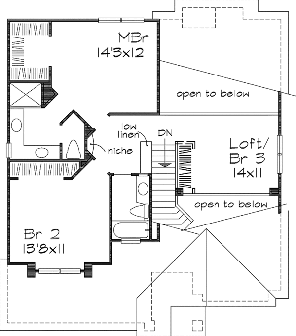 Home Plan - Traditional Floor Plan - Upper Floor Plan #320-530