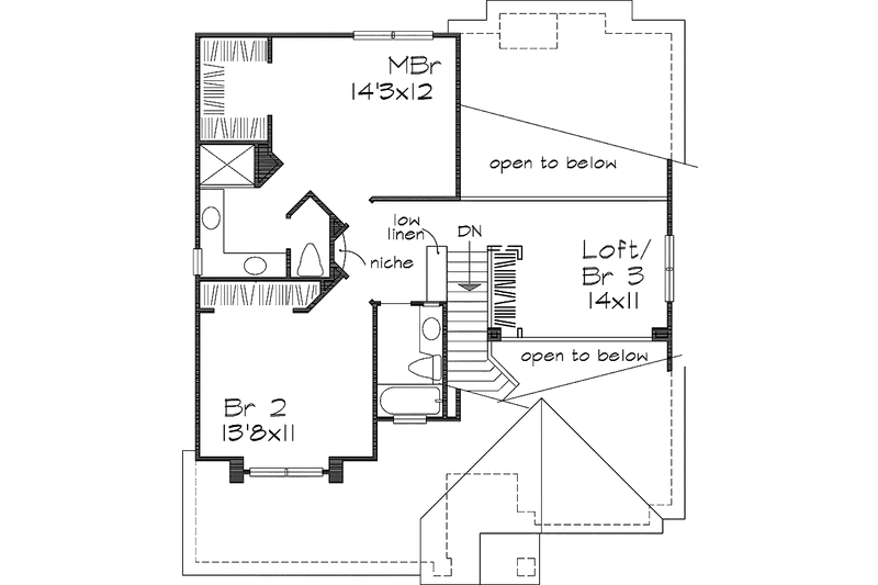Home Plan - Floor Plan - Upper Floor for Traditional House Plan #320-530 - 2 bed, 2.5 bath
