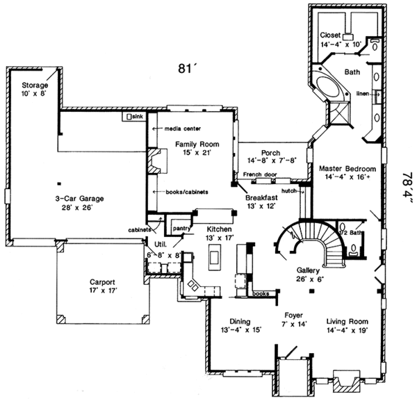 Dream House Plan - Country Floor Plan - Main Floor Plan #410-3595