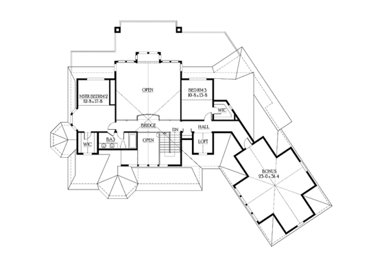 Floor Plan - Upper Floor for Craftsman House Plan #132-517 - 3 bed, 2.5 bath