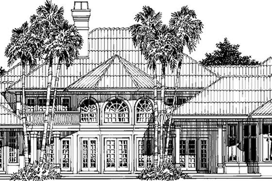Exterior - Rear Elevation for Mediterranean House Plan #930-37 - 5 bed, 6.5 bath