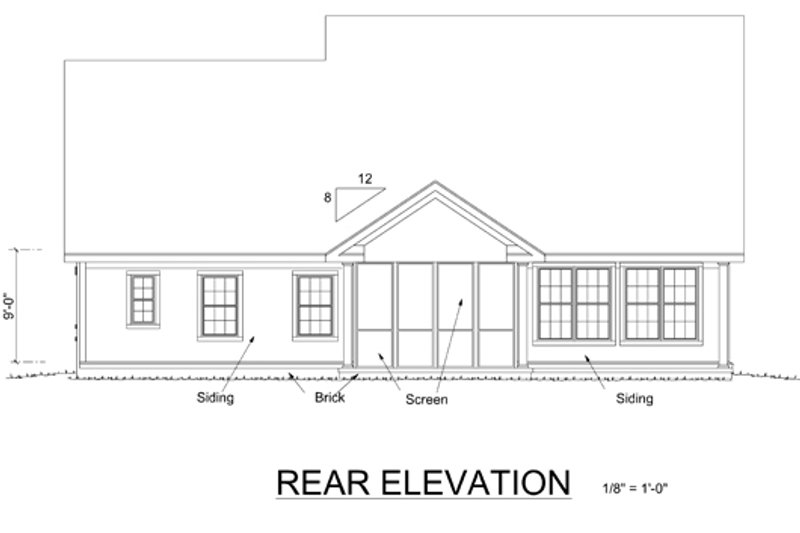 Home Plan - Exterior - Rear Elevation for Cottage House Plan #513-2049 - 3 bed, 2 bath