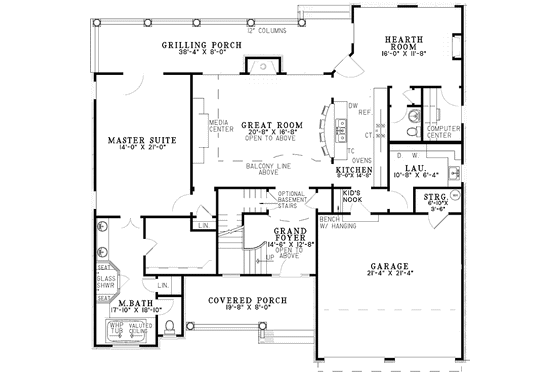 Floor Plan - Main Floor for Traditional House Plan #17-3111 - 4 bed, 3.5 bath