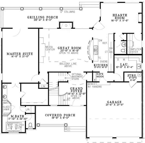 Architectural House Design - Traditional Floor Plan - Main Floor Plan #17-3111
