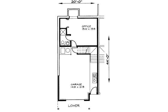 Floor Plan - Lower Floor for Colonial House Plan #303-377 - 3 bed, 3.5 bath