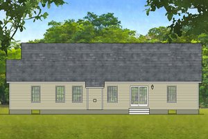 Exterior - Rear Elevation for Ranch House Plan #1010-4 - 2 bed, 2 bath