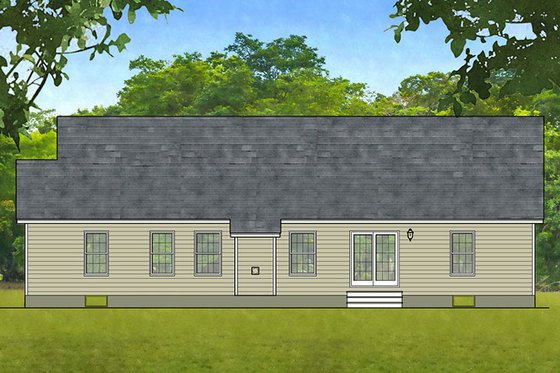 Exterior - Rear Elevation for Ranch House Plan #1010-4 - 2 bed, 2 bath