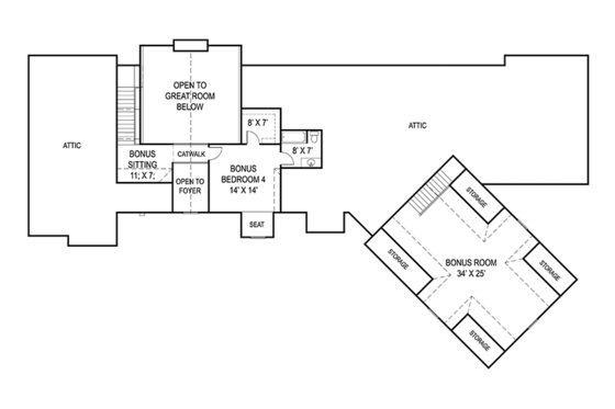 Floor Plan - Upper Floor for Craftsman House Plan #119-424 - 3 bed, 2.5 bath