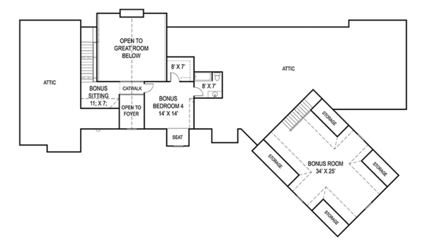 Craftsman Floor Plan - Upper Floor Plan #119-424