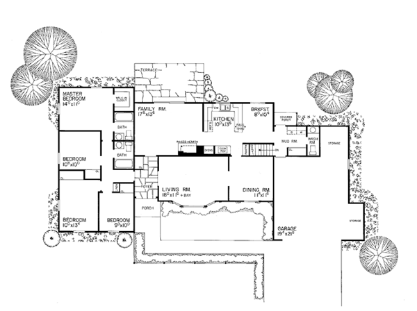 House Design - Ranch Floor Plan - Main Floor Plan #72-561