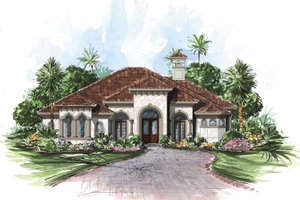 Dream House Plan - Mediterranean Exterior - Front Elevation Plan #1017-22