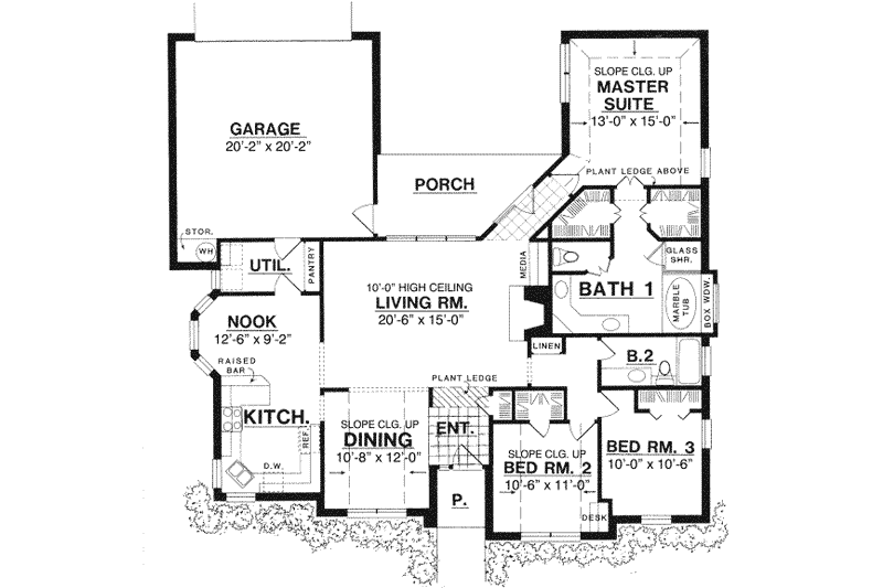 Home Plan - Floor Plan - Main Floor for European House Plan #40-162 - 3 bed, 2 bath