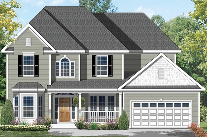 Architectural House Design - Colonial Exterior - Front Elevation Plan #1053-64