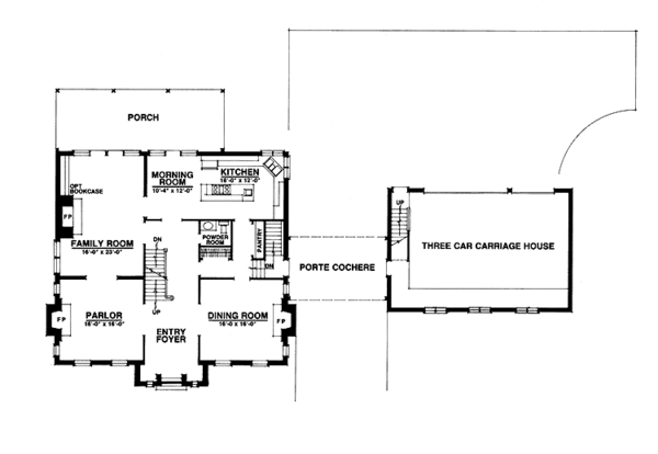 Architectural House Design - Colonial Floor Plan - Main Floor Plan #1016-18