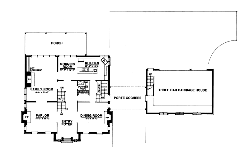 Home Plan - Floor Plan - Main Floor for Colonial House Plan #1016-18 - 3 bed, 3.5 bath