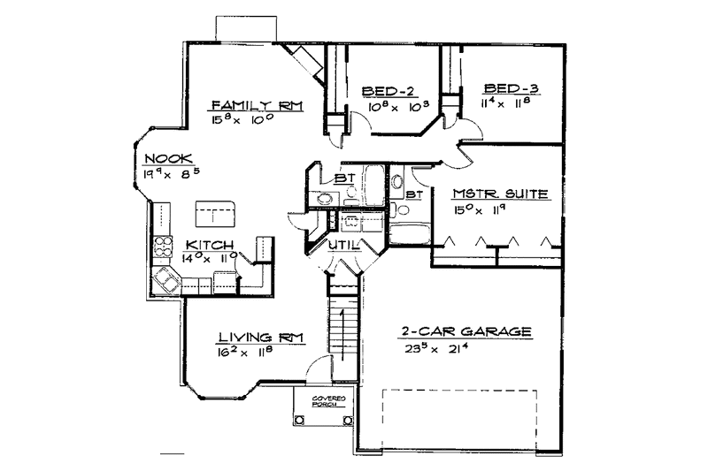 Home Plan - Floor Plan - Main Floor for Traditional House Plan #308-264 - 3 bed, 2 bath