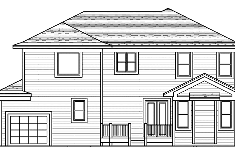 Architectural House Design - Exterior - Rear Elevation for European House Plan #51-656 - 3 bed, 2.5 bath