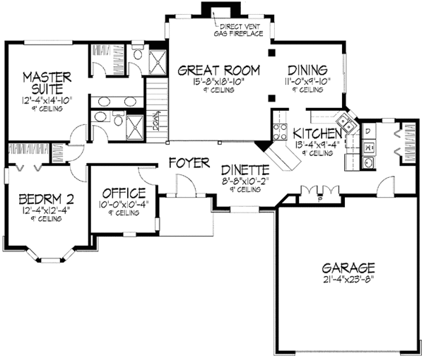 House Design - Ranch Floor Plan - Main Floor Plan #51-801