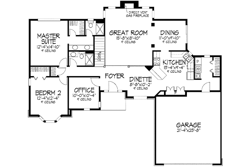 Home Plan - Floor Plan - Main Floor for Ranch House Plan #51-801 - 2 bed, 2 bath