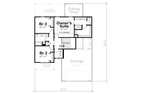 Floor Plan - Upper Floor for Traditional House Plan #20-2397 - 3 bed, 2.5 bath
