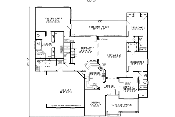 Floor Plan - Main Floor for Country House Plan #17-2799 - 4 bed, 3 bath