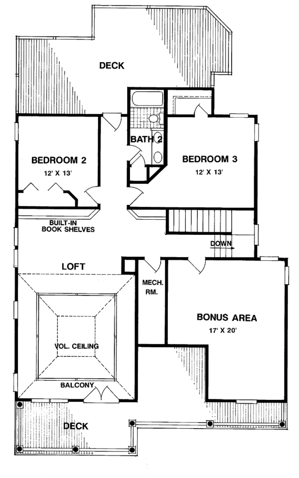 Architectural House Design - Classical Floor Plan - Upper Floor Plan #952-3