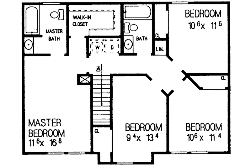 Home Plan - Floor Plan - Other Floor for Colonial House Plan #72-1044 - 4 bed, 2.5 bath