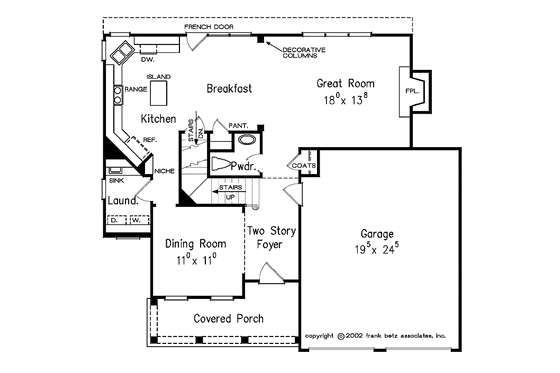 Floor Plan - Main Floor for Colonial House Plan #927-872 - 3 bed, 2.5 bath
