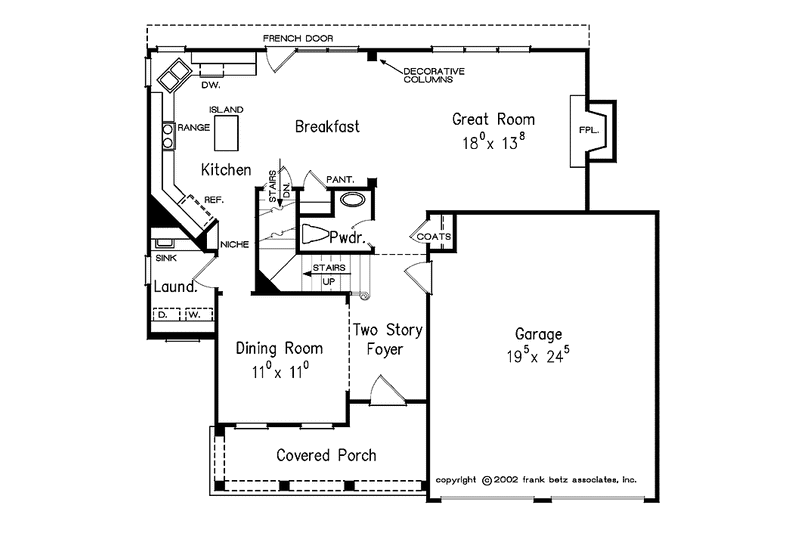 House Blueprint - Floor Plan - Main Floor for Colonial House Plan #927-872 - 3 bed, 2.5 bath