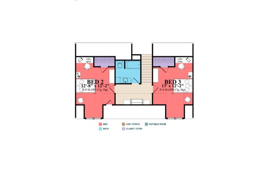 Floor Plan - Upper Floor for Classical House Plan #63-401 - 3 bed, 2 bath