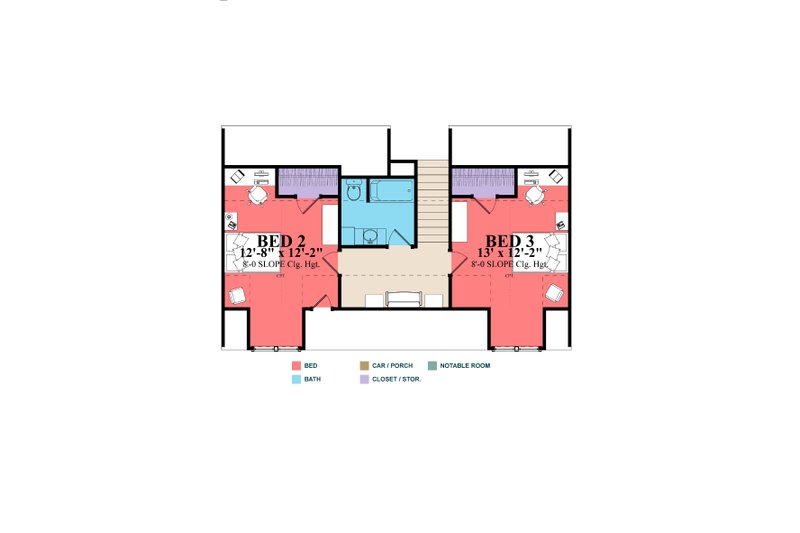 Architectural House Design - Floor Plan - Upper Floor for Classical House Plan #63-401 - 3 bed, 2 bath