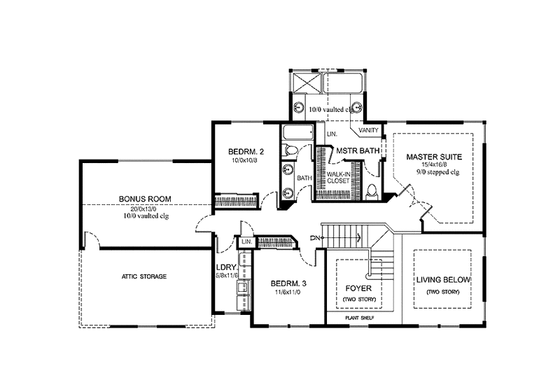 Home Plan - Floor Plan - Upper Floor for Country House Plan #997-2 - 3 bed, 2.5 bath
