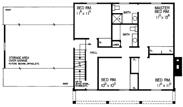 Home Plan - Classical Floor Plan - Upper Floor Plan #72-669