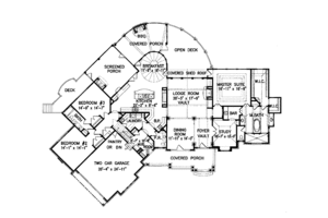 Floor Plan - Main Floor for Craftsman House Plan #54-245 - 3 bed, 2.5 bath