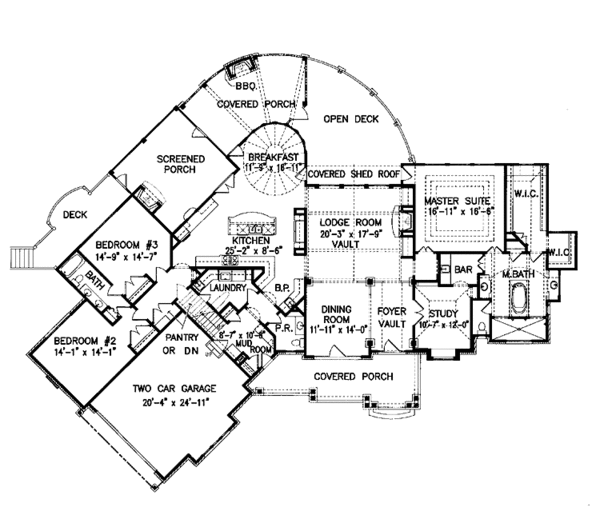 Architectural House Design - Craftsman Floor Plan - Main Floor Plan #54-245