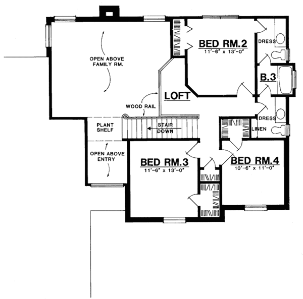 Dream House Plan - Traditional Floor Plan - Upper Floor Plan #40-464