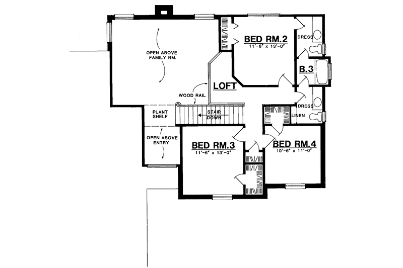 Home Plan - Floor Plan - Upper Floor for Traditional House Plan #40-464 - 4 bed, 2 bath