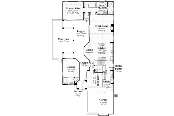 Floor Plan - Main Floor for Mediterranean House Plan #930-435 - 3 bed, 4 bath