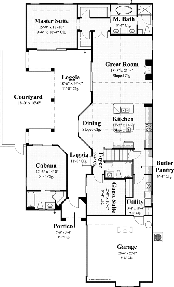 Architectural House Design - Mediterranean Floor Plan - Main Floor Plan #930-435