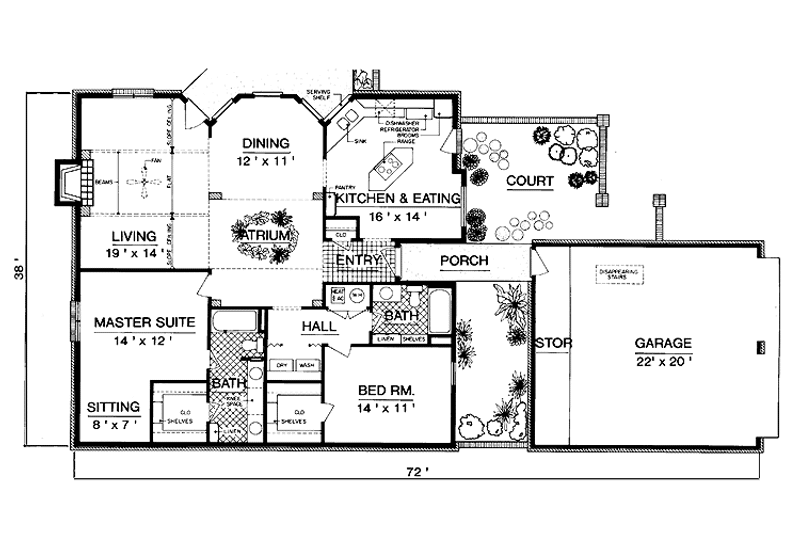 Home Plan - Floor Plan - Main Floor for European House Plan #45-541 - 2 bed, 2 bath