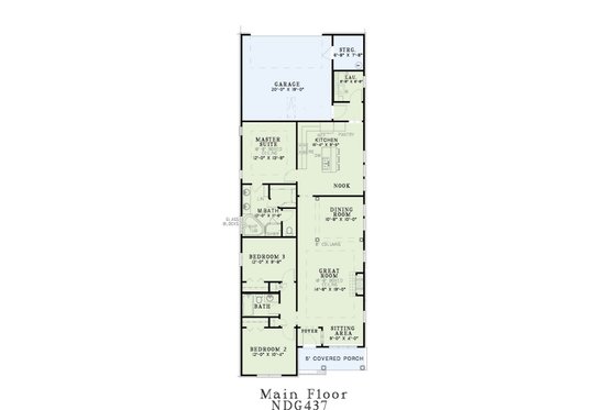 Floor Plan - Main Floor for Traditional House Plan #17-1072 - 3 bed, 2 bath