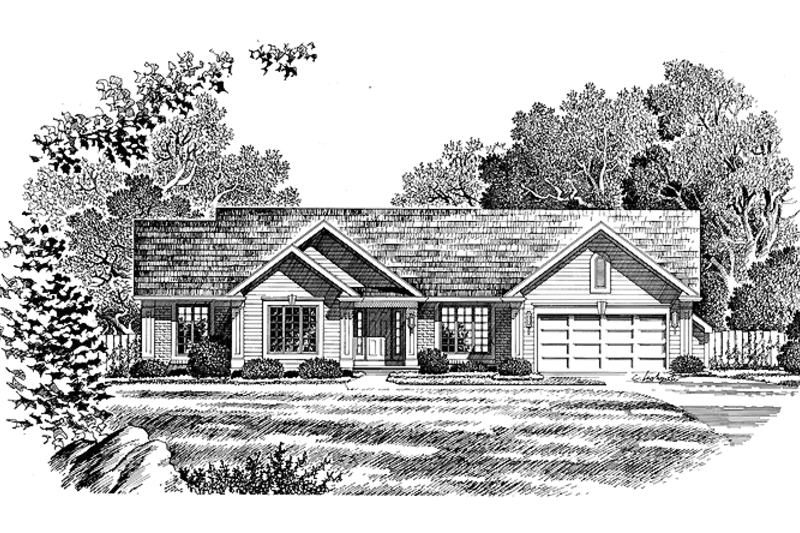 Architectural House Design - Ranch Exterior - Front Elevation Plan #316-210