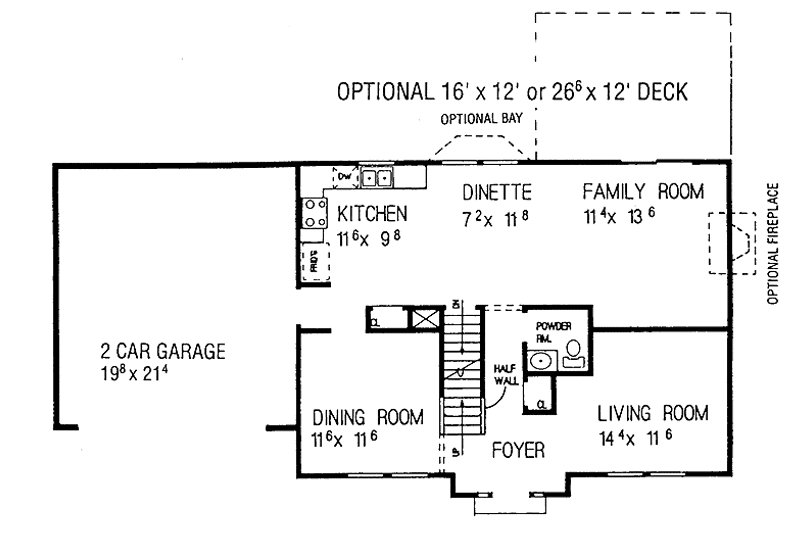 Home Plan - Floor Plan - Main Floor for Colonial House Plan #72-1044 - 4 bed, 2.5 bath